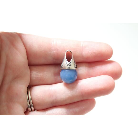 Sterling Silver Simulated Blue Pearl Bead Charm - Picture 3 of 4